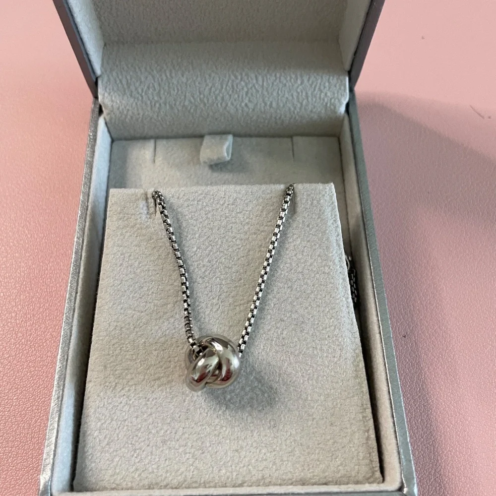 Borsheims Sterling Silver Love Knot Pendant, 18" - Picture 2 of 4